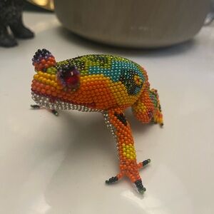 Colorful Beaded Frog Figurine